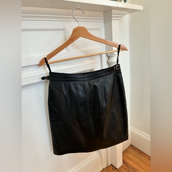 RALPH Ralph Lauren Black Leather Mini Skirt - Picture 2 of 8